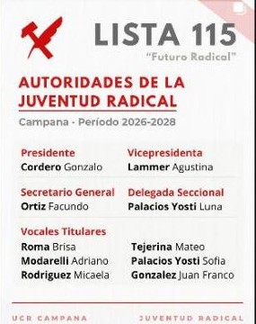 En Instagram: autoridades de la Juventud Radical Campana, Lista 115